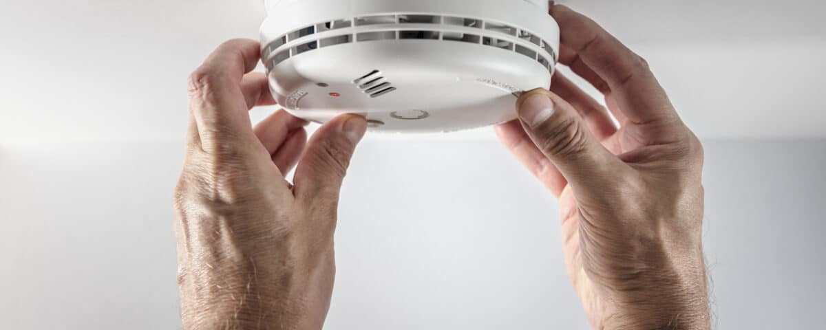 Home smoke and fire alarm detector installing, checking, testing or replace battery
