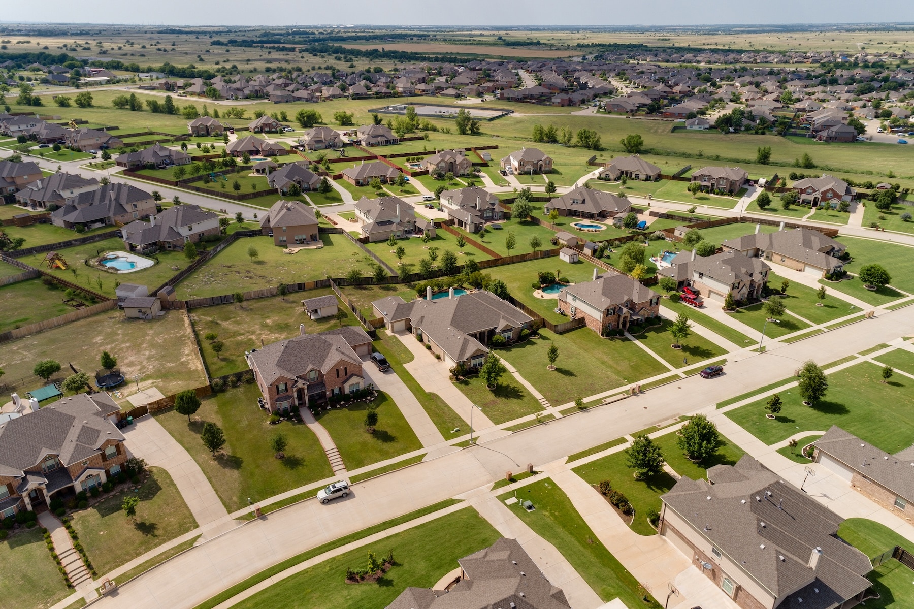 Drone Aerial of Residential Neighborhood in Haslet, TX
