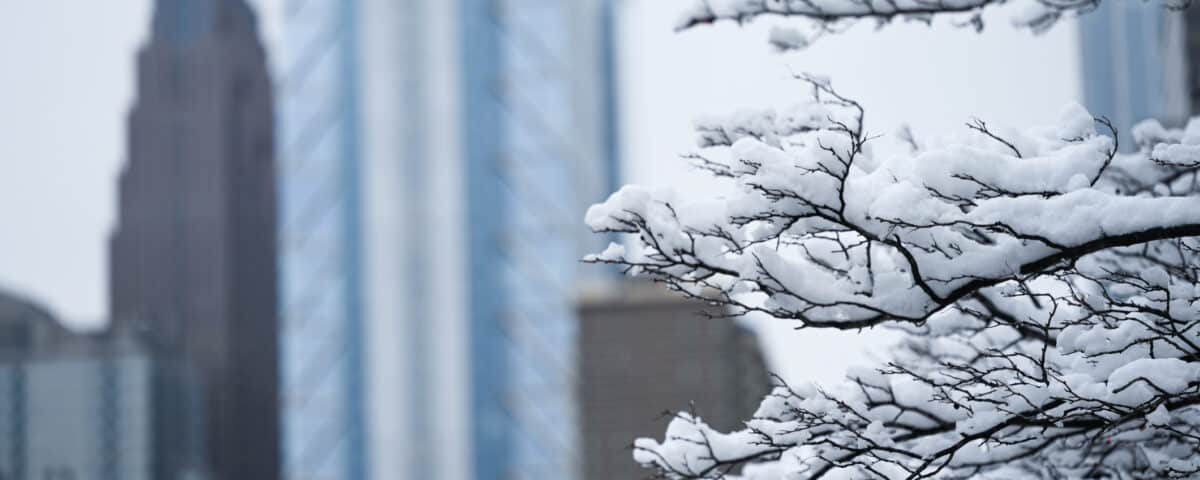 Snowy winter in center city